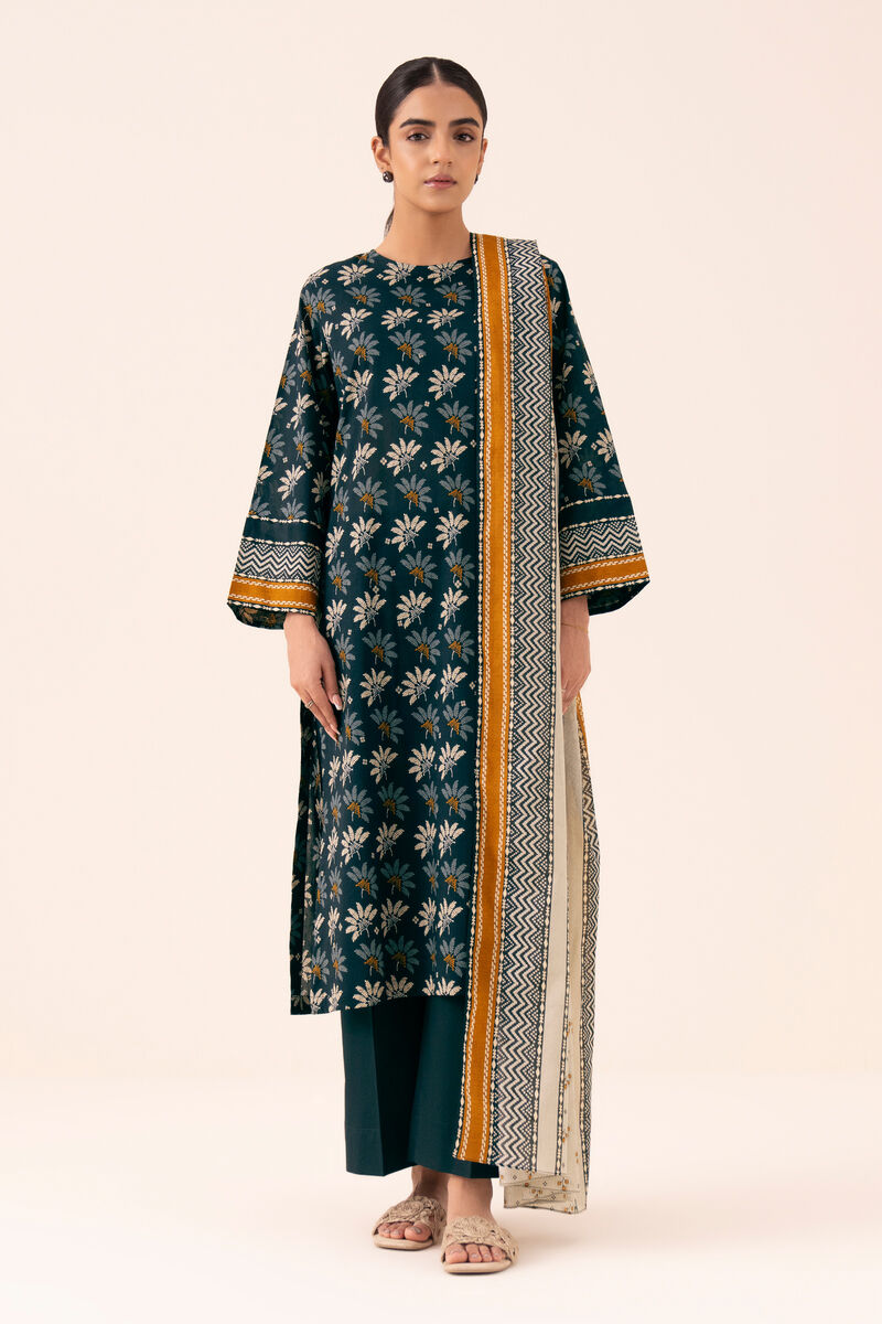 3 Piece - Printed Cotton Suit