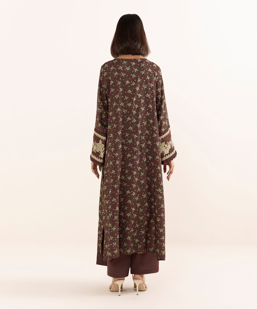 Women's RTW Arabic Lawn Red Embroidered A-Line Shirt