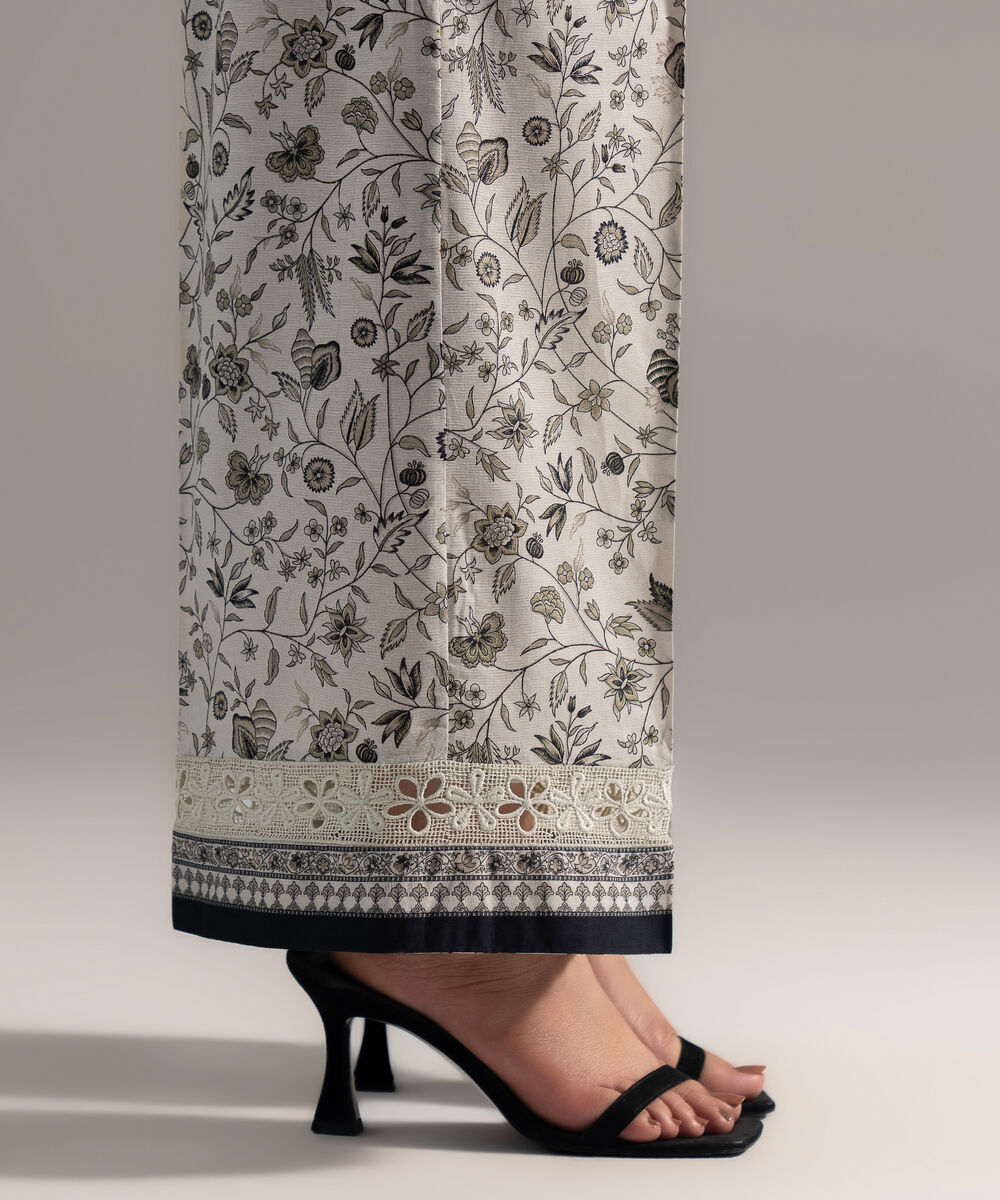 Women's RTW Cambric Printed White Culottes