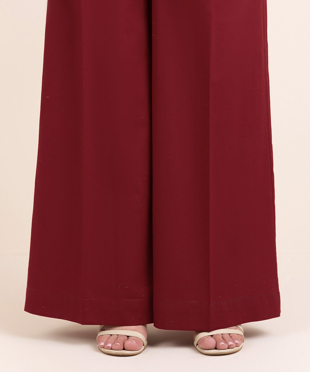 Women's Pret Multineps Orange Solid Flared Pants