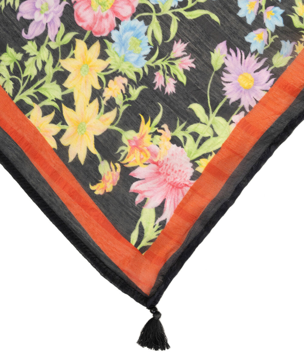 Tussar Silk Black Printed Dupatta