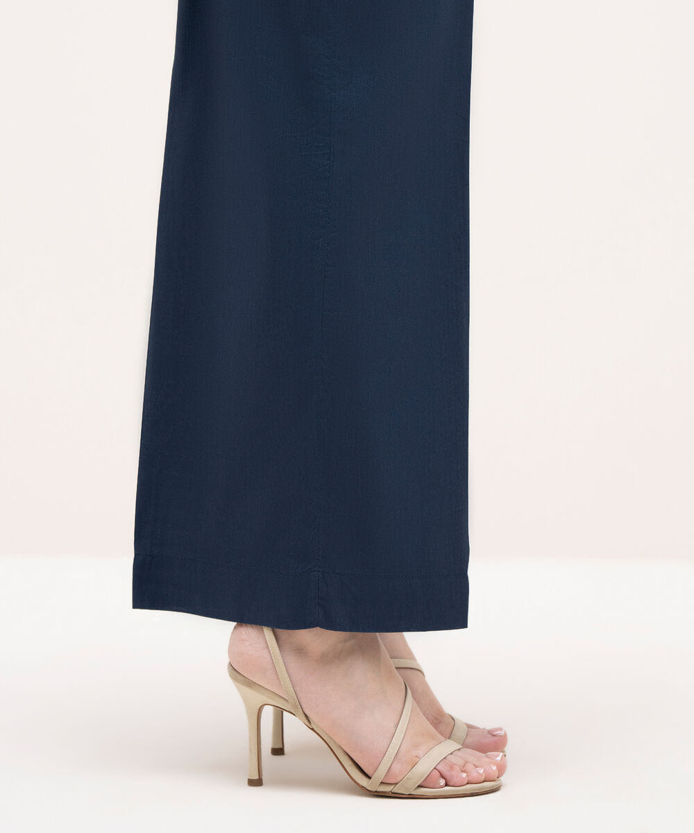 Women's RTW Cotton Viscose Blue Solid Culottes