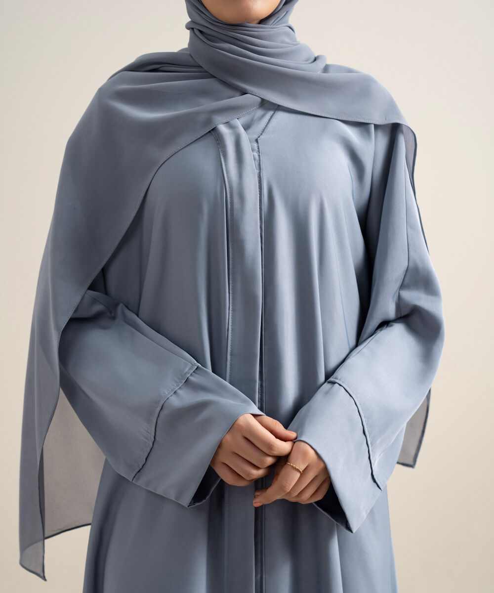Women's Bluish grey Kimono Abaya Set