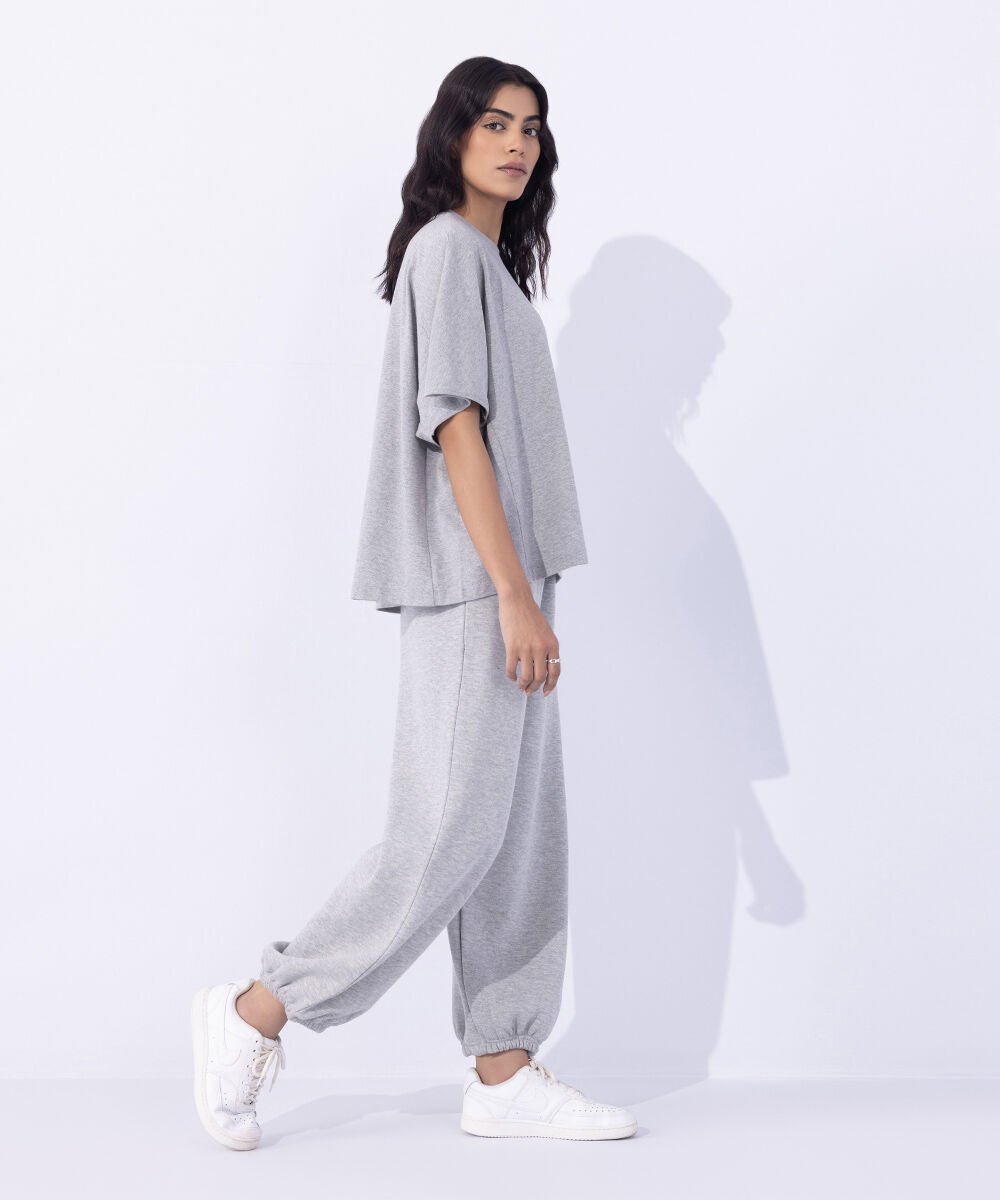 Woman - Grey Oversized Kimono T-Shirt