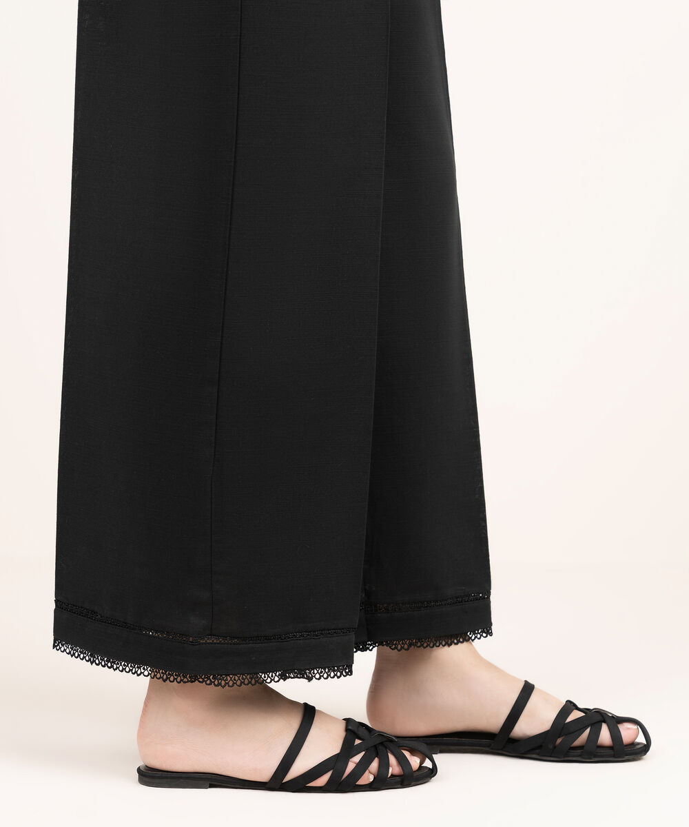 Women's RTW Khaddar Solid Black Culottes