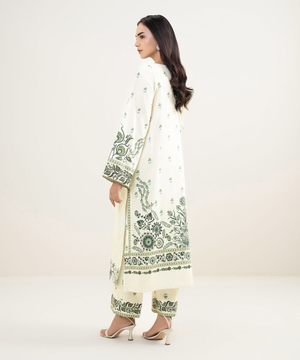 Women's RTW Cotton Satin Embroidered White A-Line Shirt