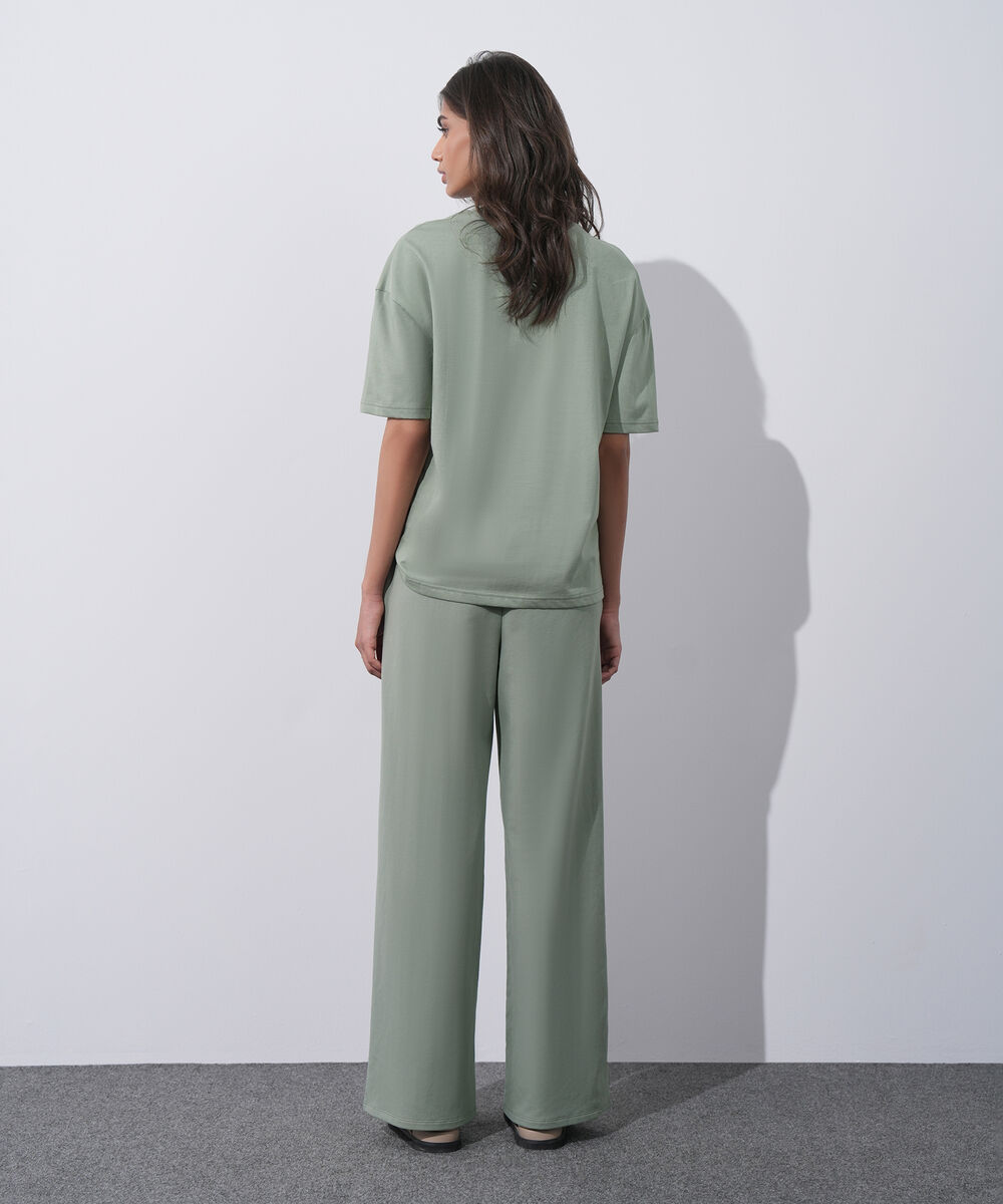 Women's Western Wear Green Loose Fit T-Shirt