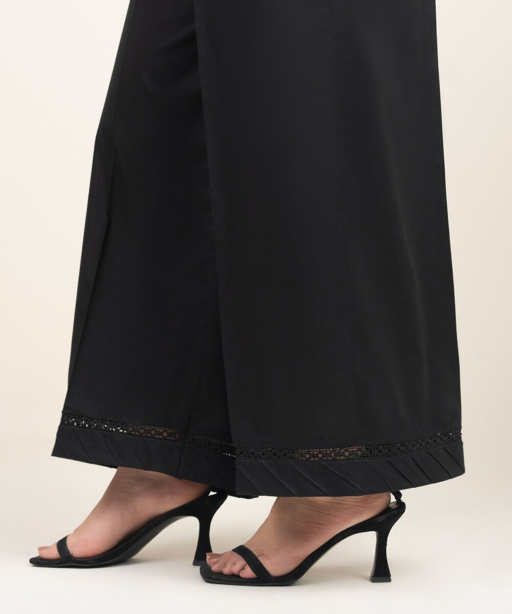 Women's RTW Lawn Solid Black Culottes