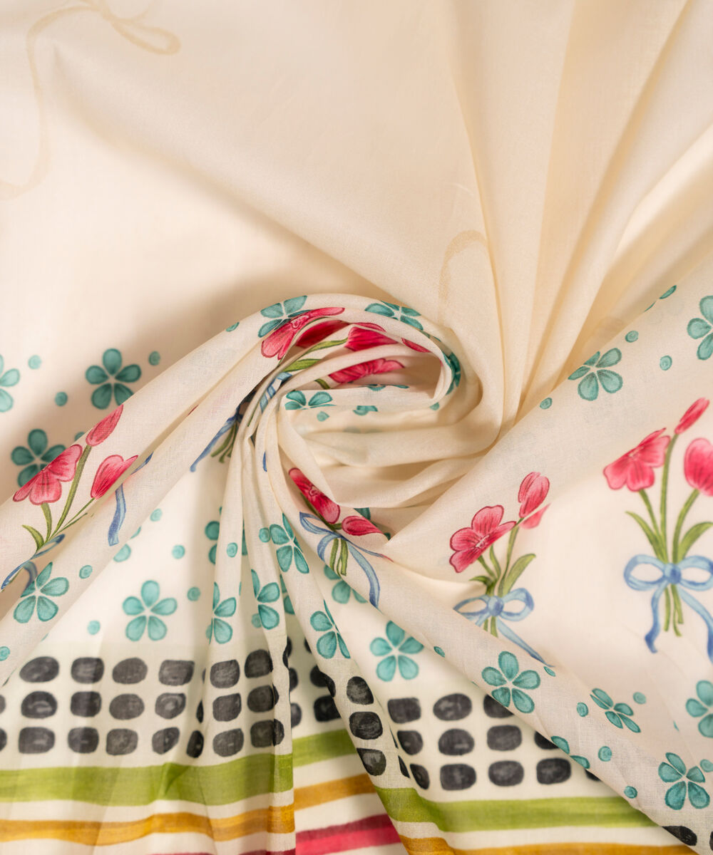 Lawn Printed Off White Dupatta