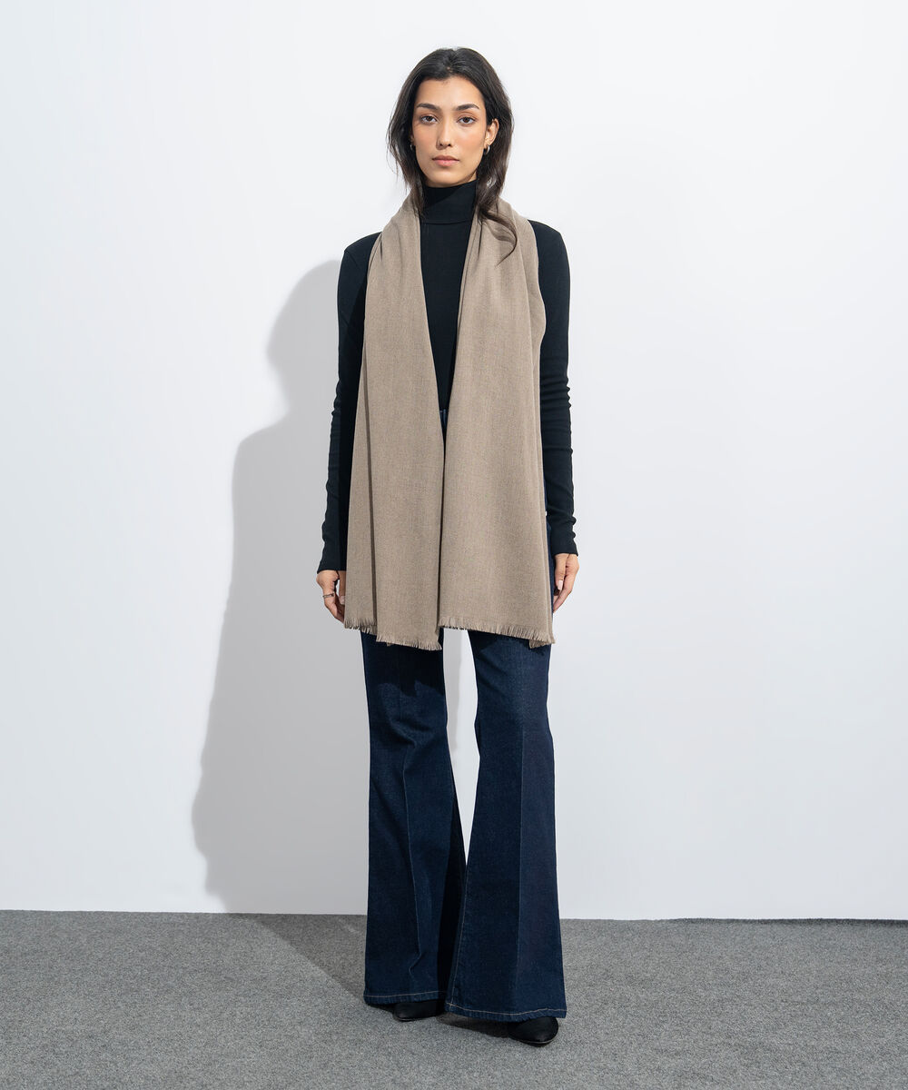 Women's Western Wear Sand Plain Woollen Scarf