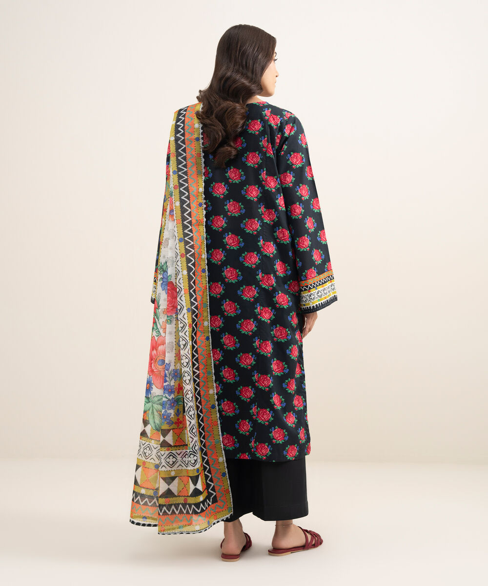 Women's RTW Slub Lawn Printed Off White 2 Piece Suit