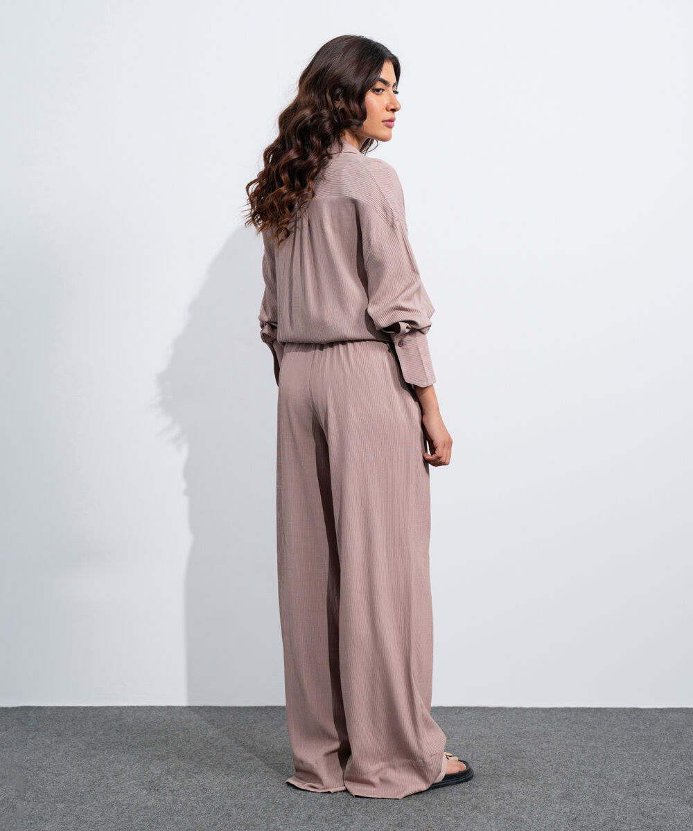 Women's Western Pink Seersucker Pull-On Trousers