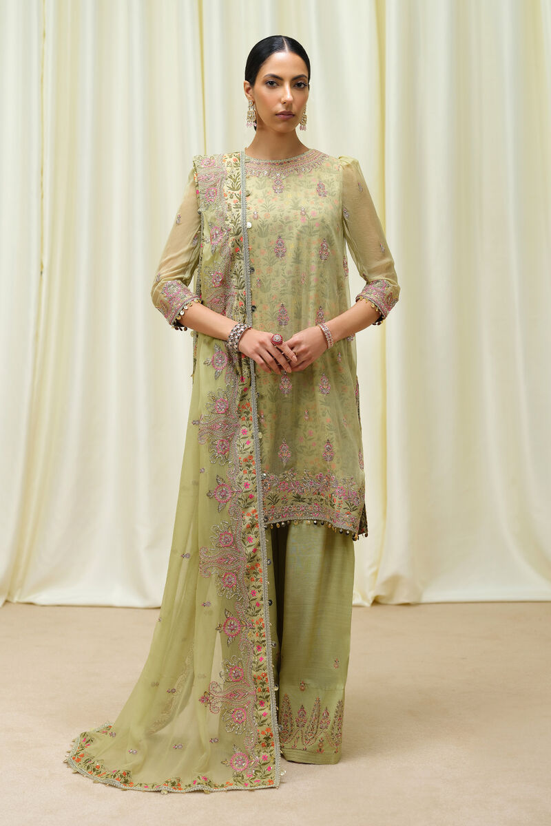 3 Piece - Embroidered Chiffon Suit