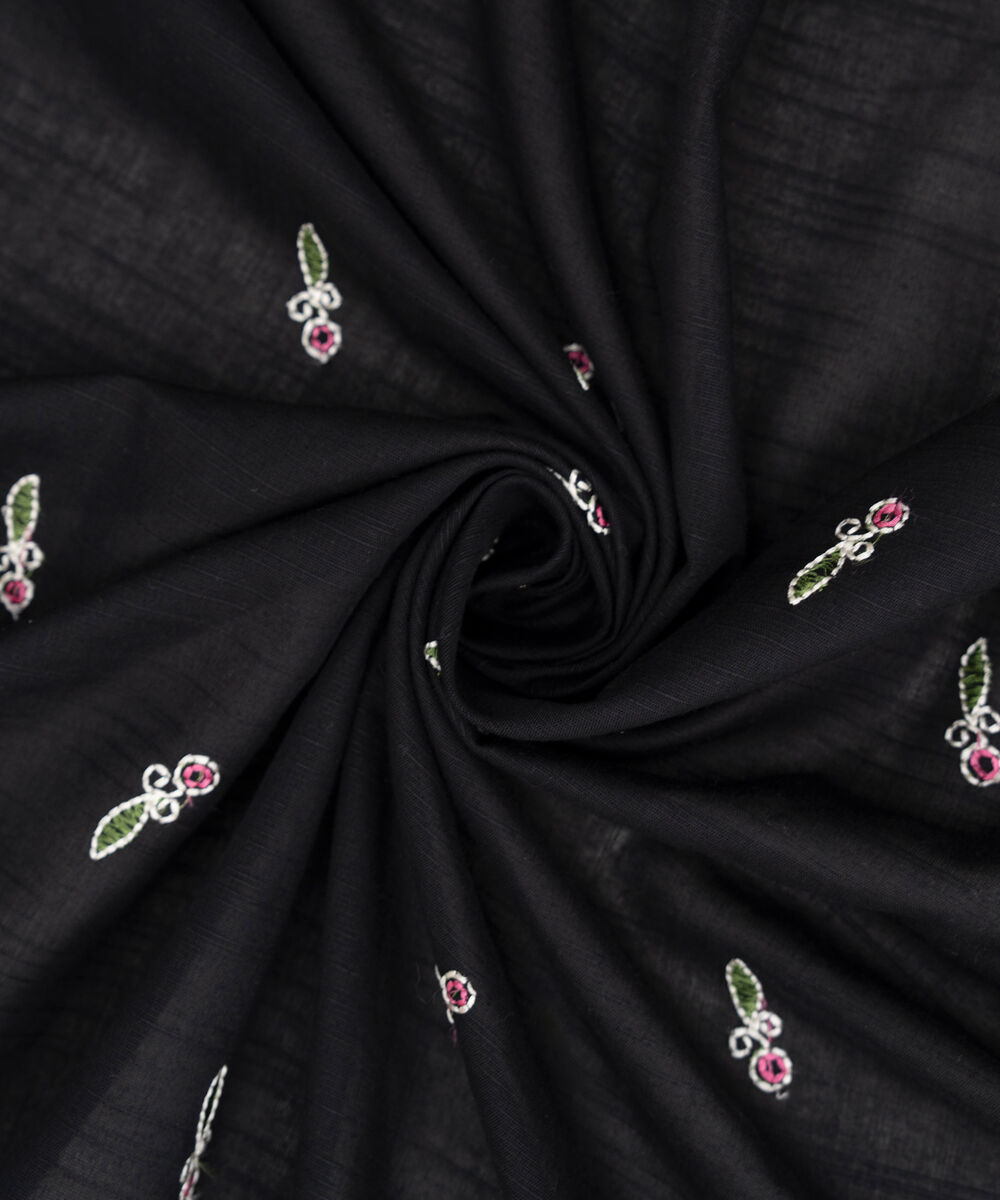 Textured Voile Embroidered Black Dupatta