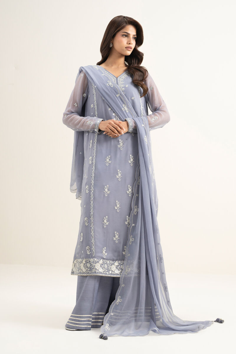 3 Piece - Embroidered Chiffon Suit