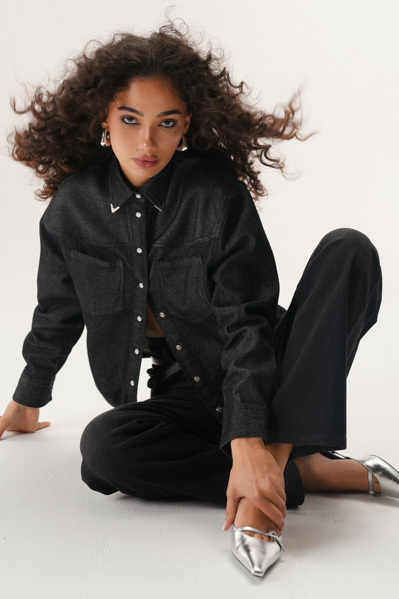 Metal Tipped Denim Shirt