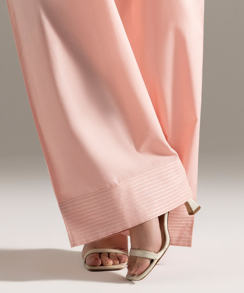Women's RTW Cambric Embroidered Pink Farshi Shalwar