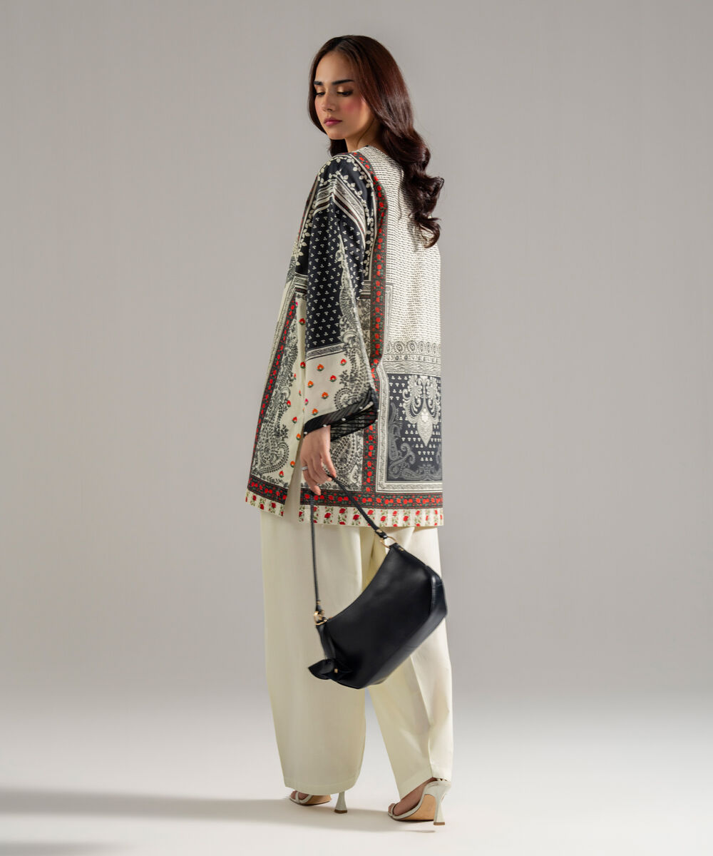 Women's RTW Lawn Printed Off White 2 Piece Suit