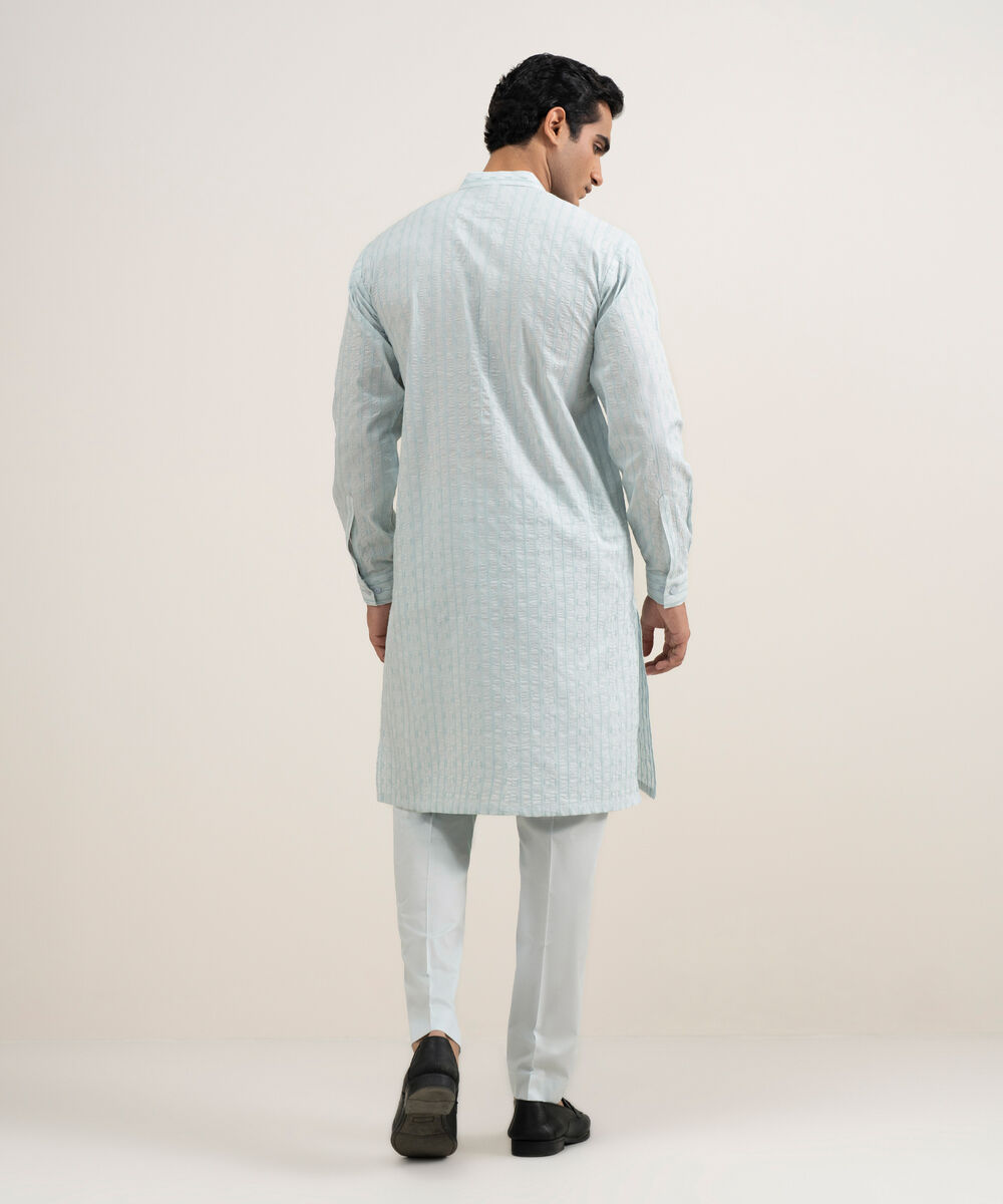 Men's Stitched Cotton Blue Suit