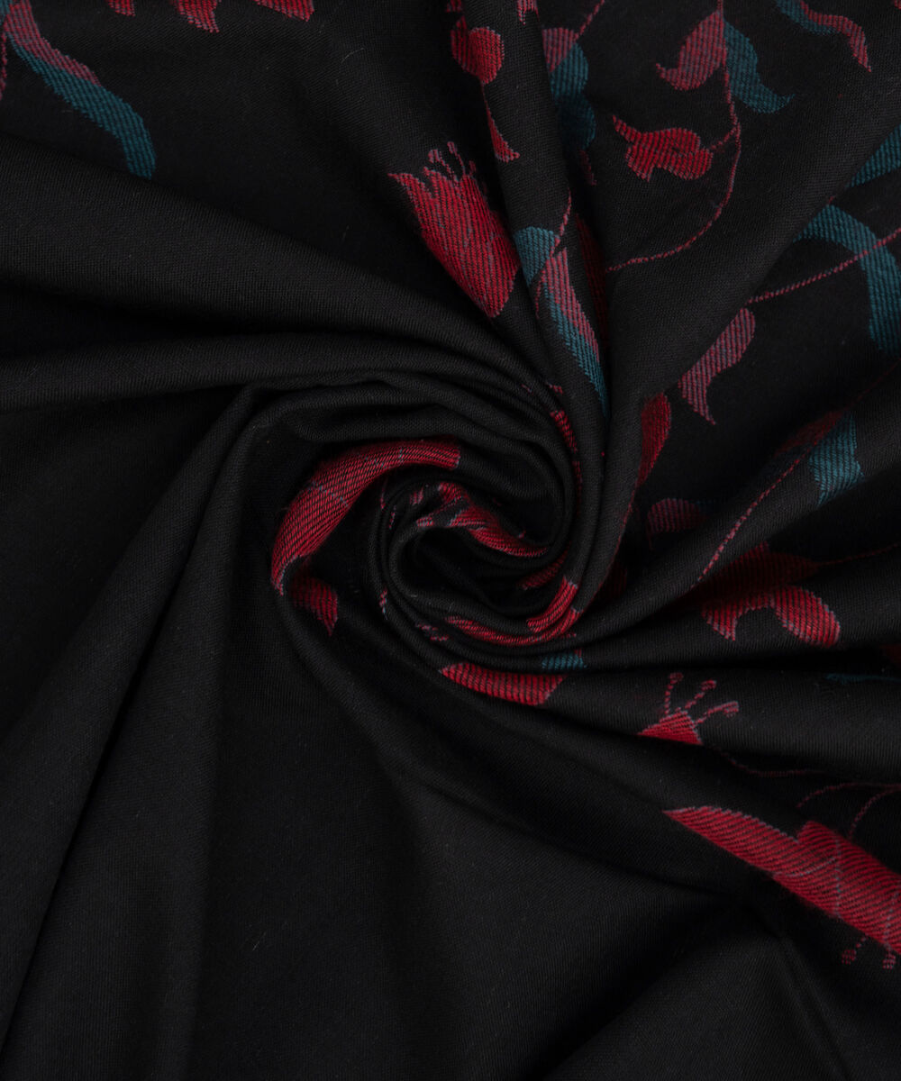Jacquard Solid Black Shawl