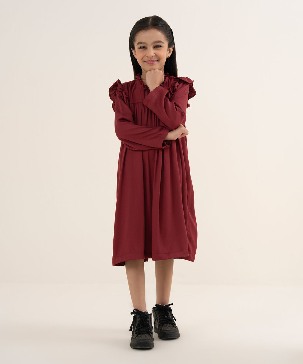 Girl's Bedford Solid Red Shirt