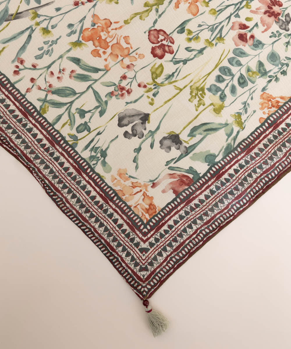 Textured Voile Multi Printed Dupatta