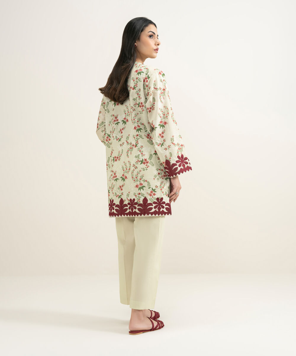 Women's RTW Slub Lawn Embroidered Multi Straight Shirt