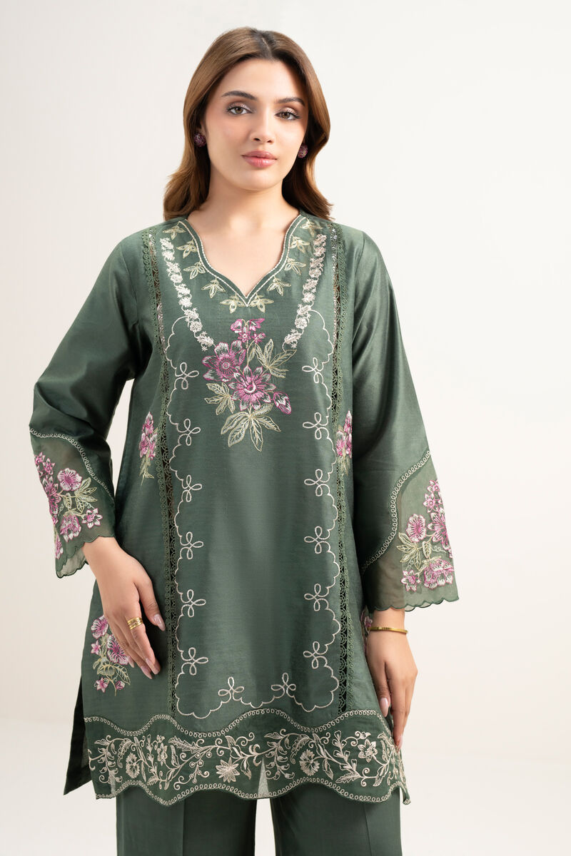 2 Piece - Emboidered Cotton Net Suit