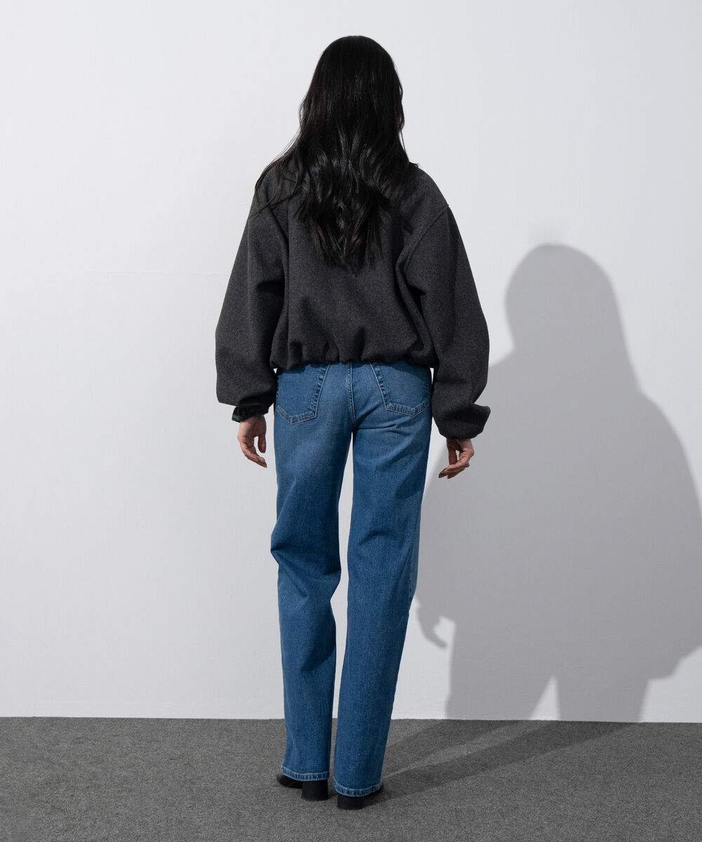 Women's Western Wear Grey Melange Zip-Up Puffed Jacket