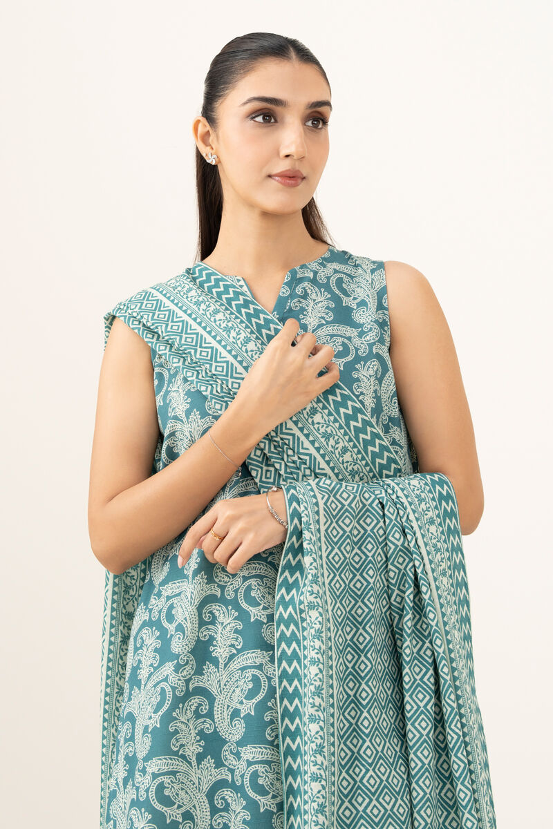 3 Piece - Printed Light Khaddar  Suit