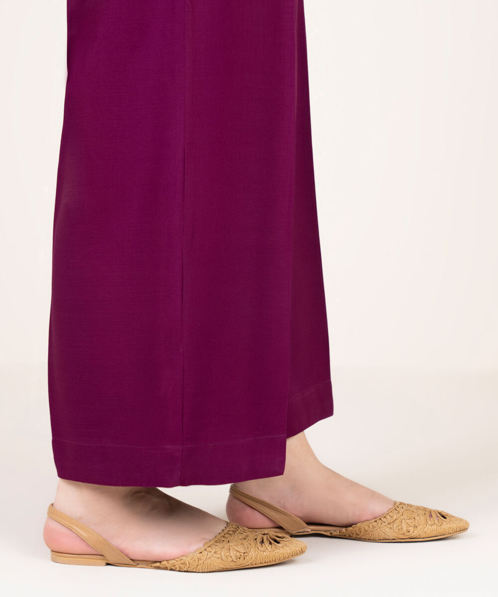 Women's RTW Arabic Khaddar Solid Magenta Culottes