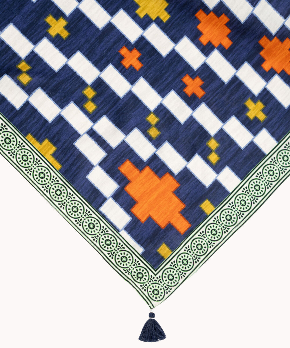 Printed Linen Blue Dupatta