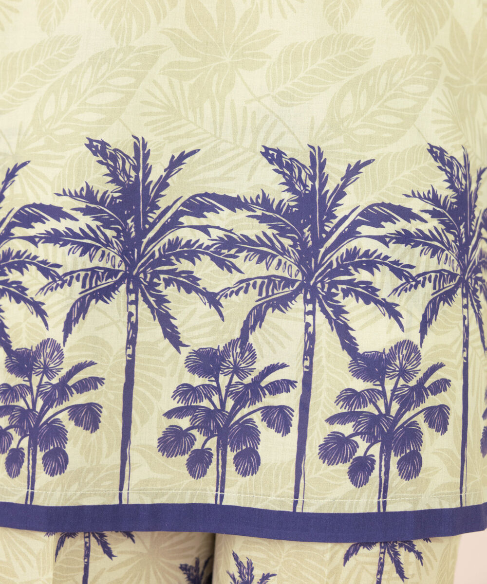 Women's RTW Lawn Beige Printed Boxy Shirt