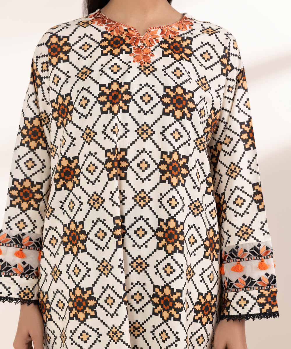 Women's RTW Cotton Viscose Multi Embroidered Boxy Shirt