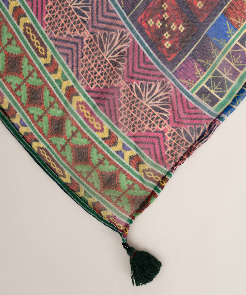 Blended Chiffon Green Printed Dupatta