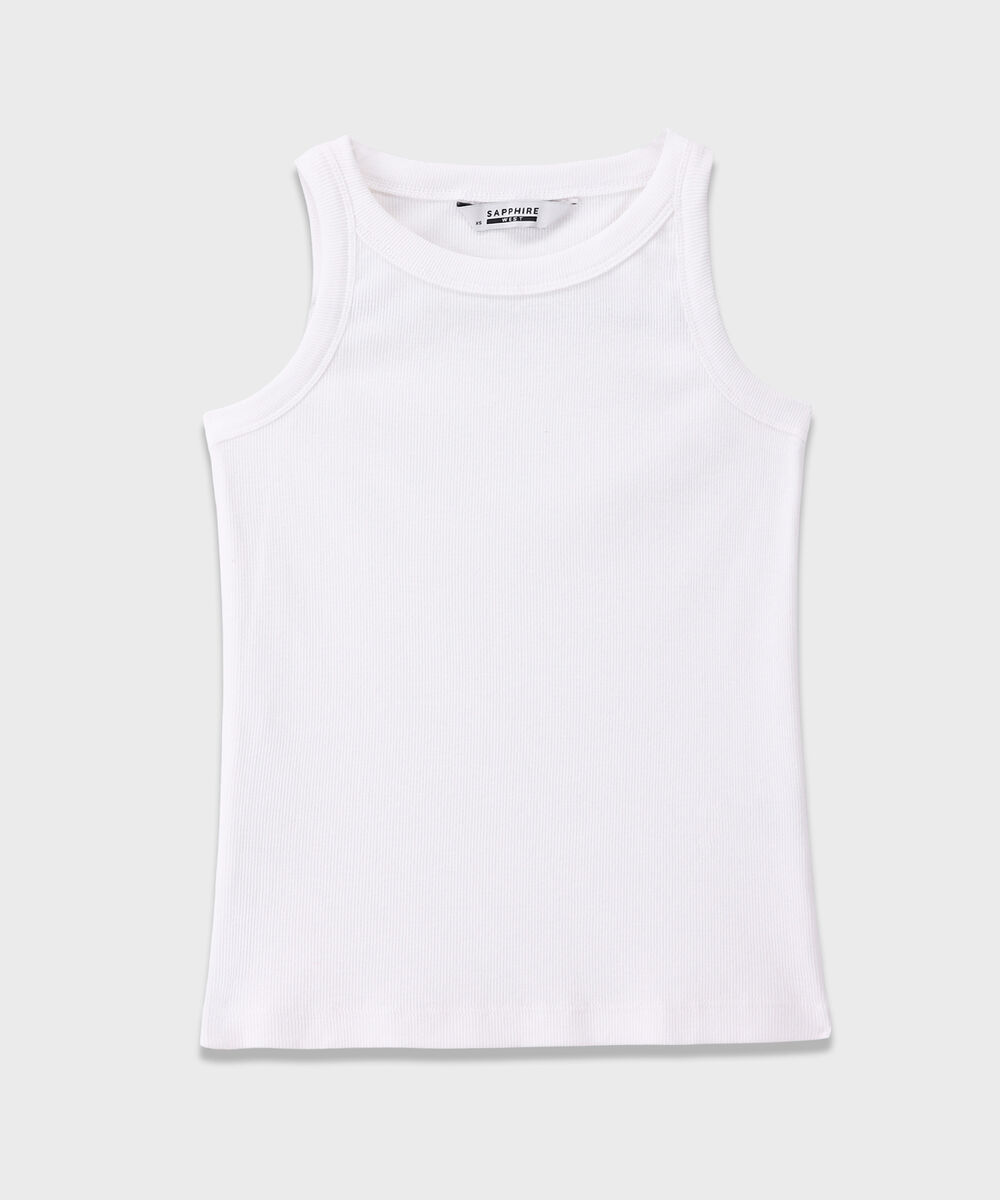 Women's Western Wear White Ribbed Vest