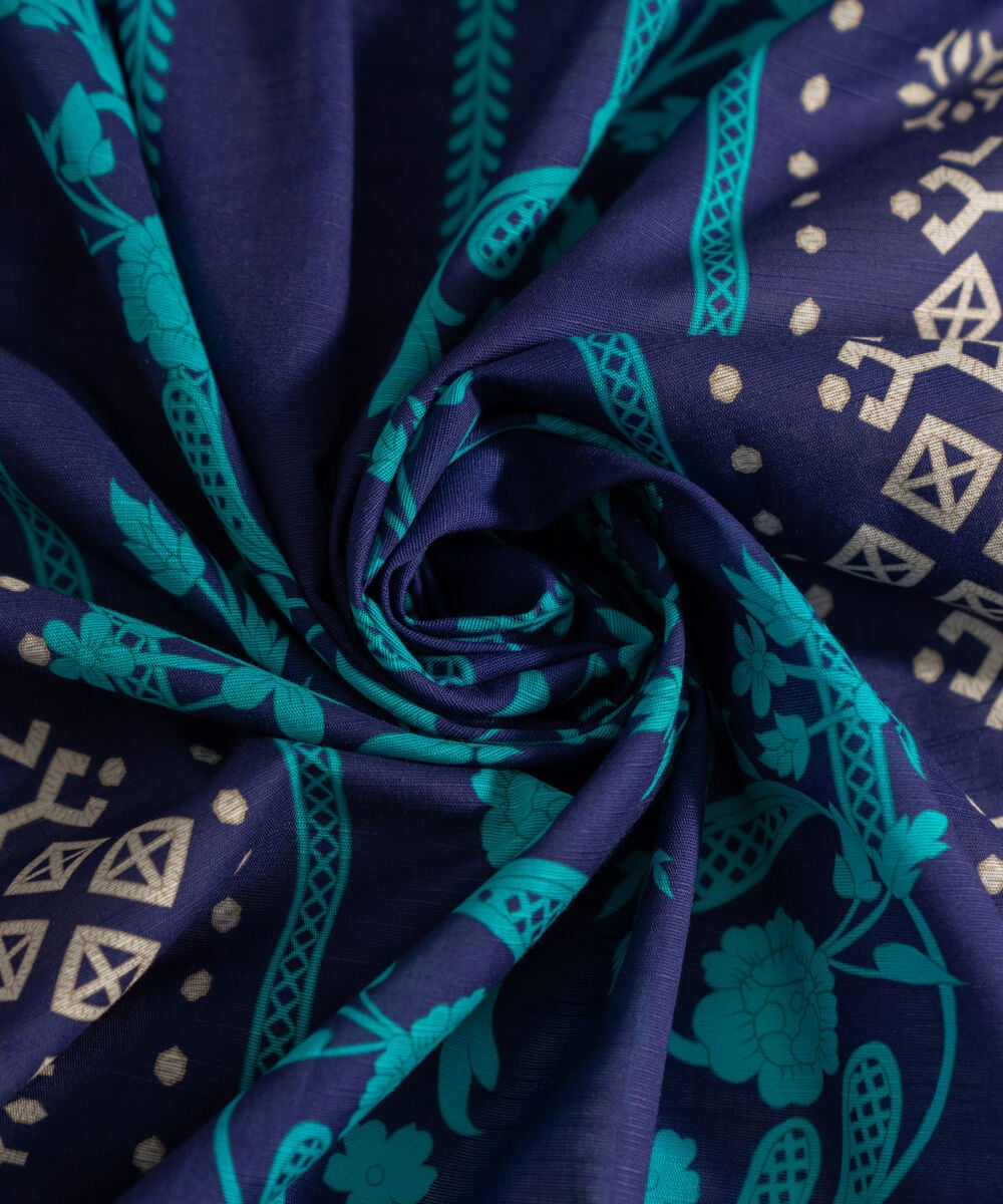 Women's RTW Printed Blue Khaddar Dupatta