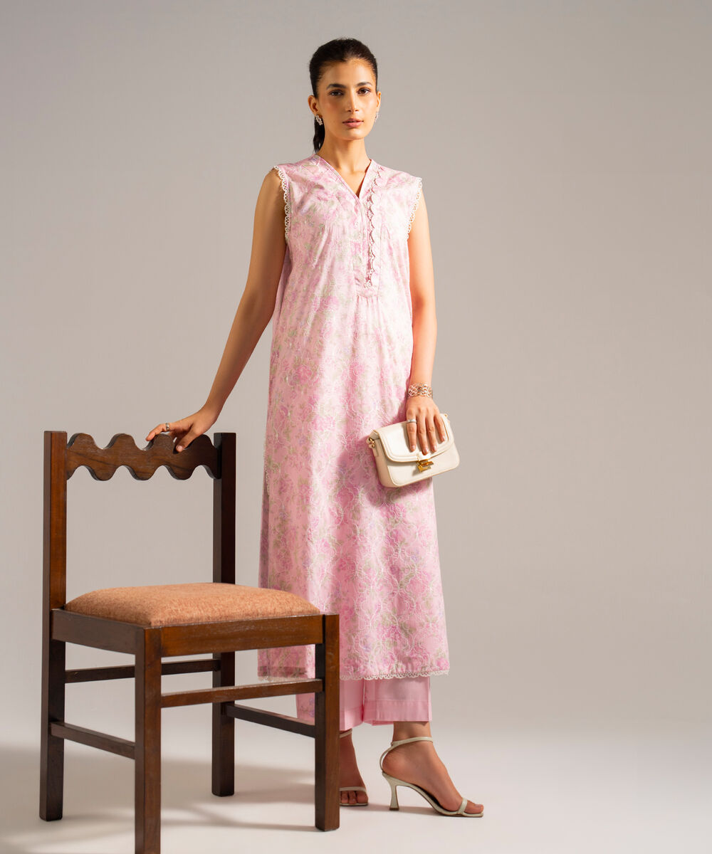 Women's RTW Lawn Embroidered Pink 2 Piece Suit