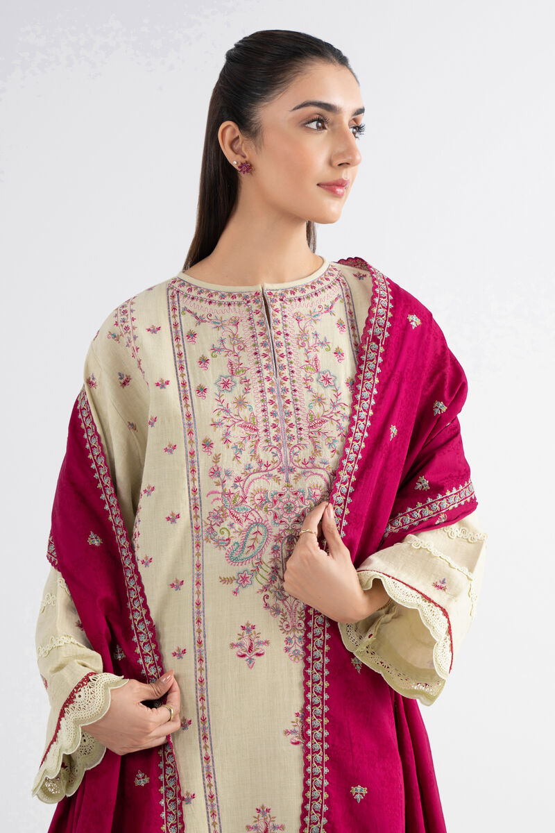 3 Piece - Embroidered Crosshatch Suit