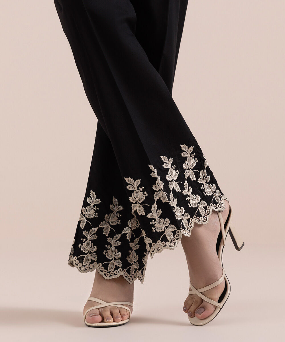 Woman - Embroidered Cambric Straight Pants