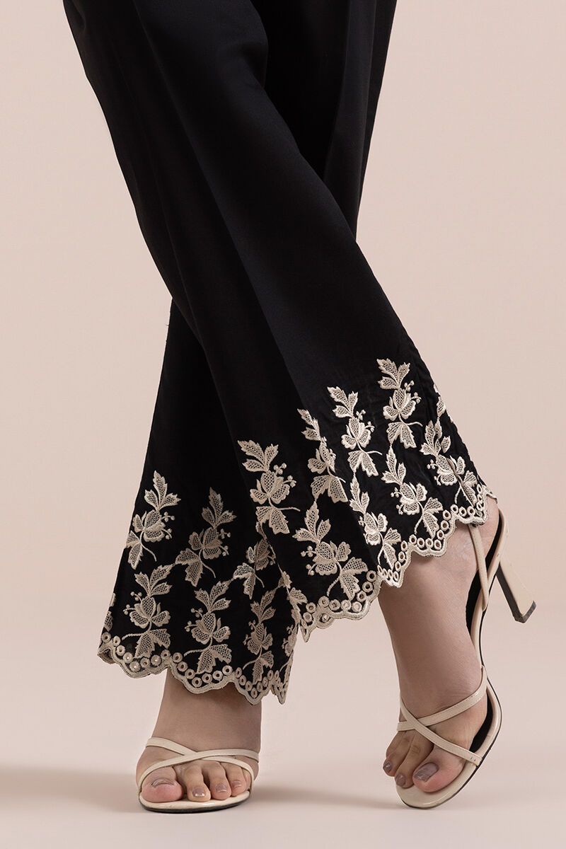 Embroidered Cambric Straight Pants