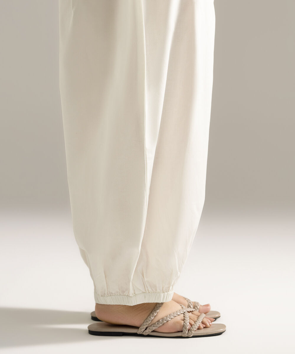 Women's RTW Cambric Printed White Balloon Pants