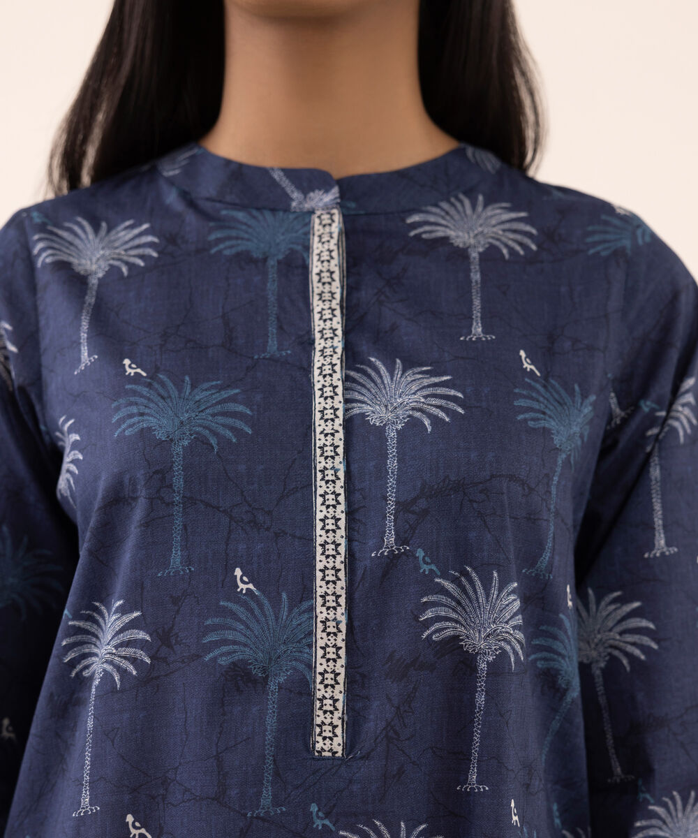 Women's RTW Lawn Blue Printed Aline Shirt