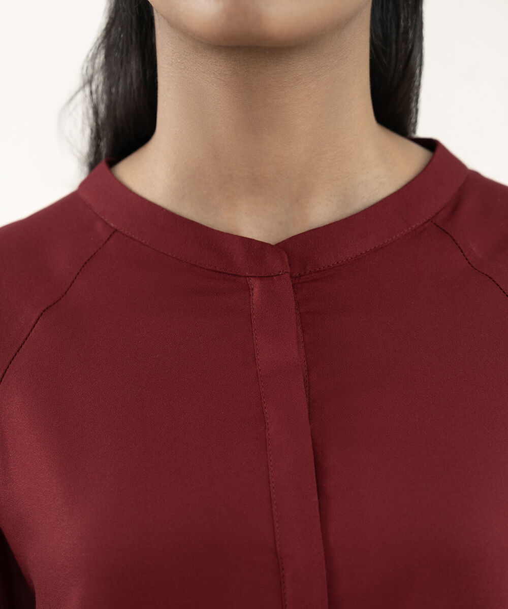Women's RTW Dobby Red Solid Straight Shirt