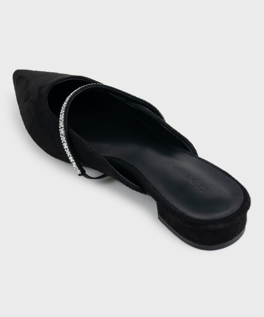 Women's Black Embellished Mules