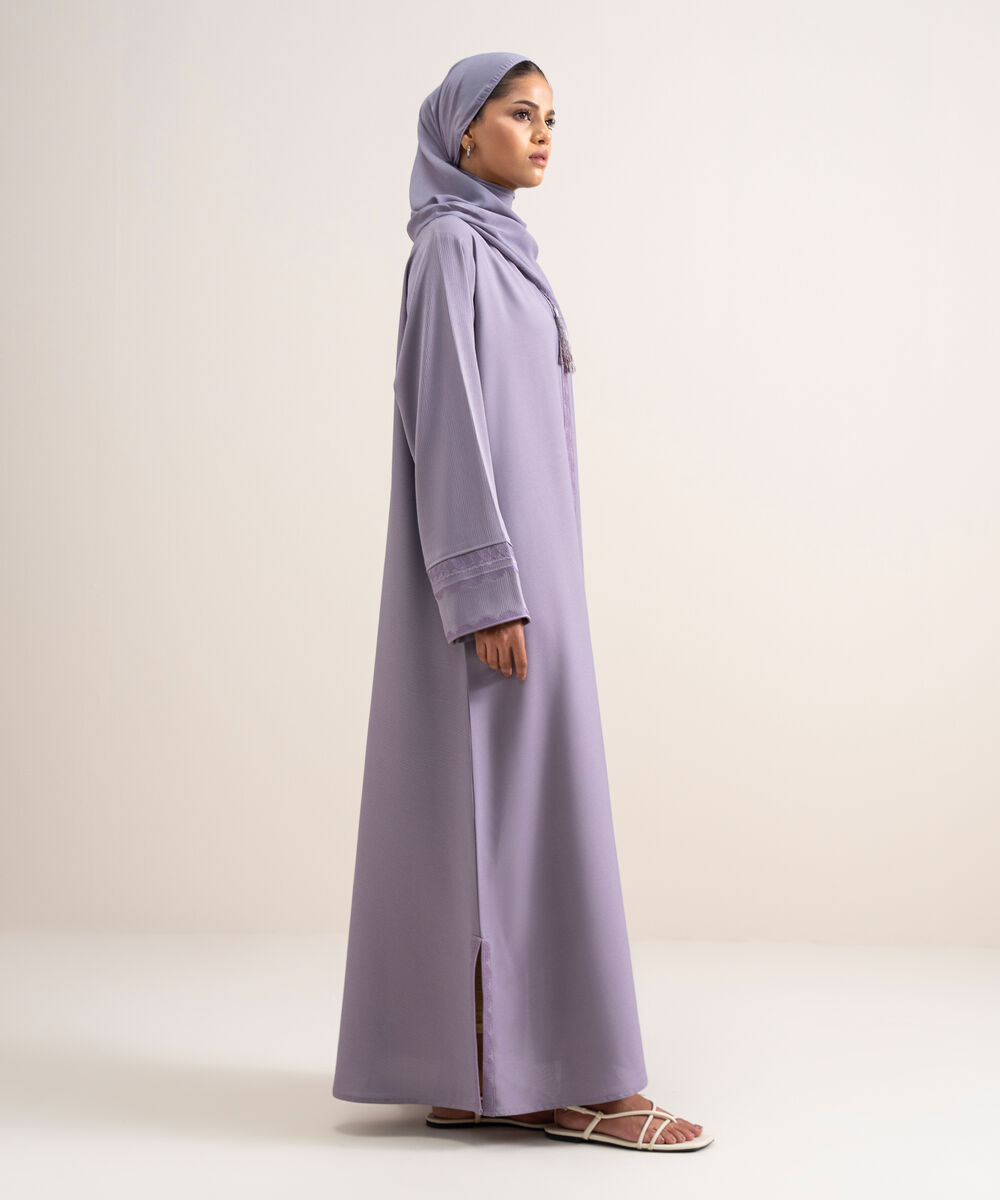 Women's Silky Textured Lilac Regular Abbaya Set