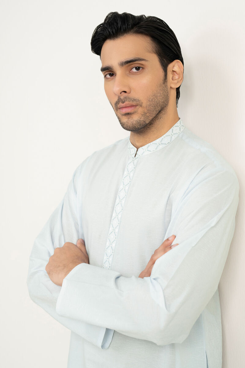 Embroidered Cotton Dobby Kurta