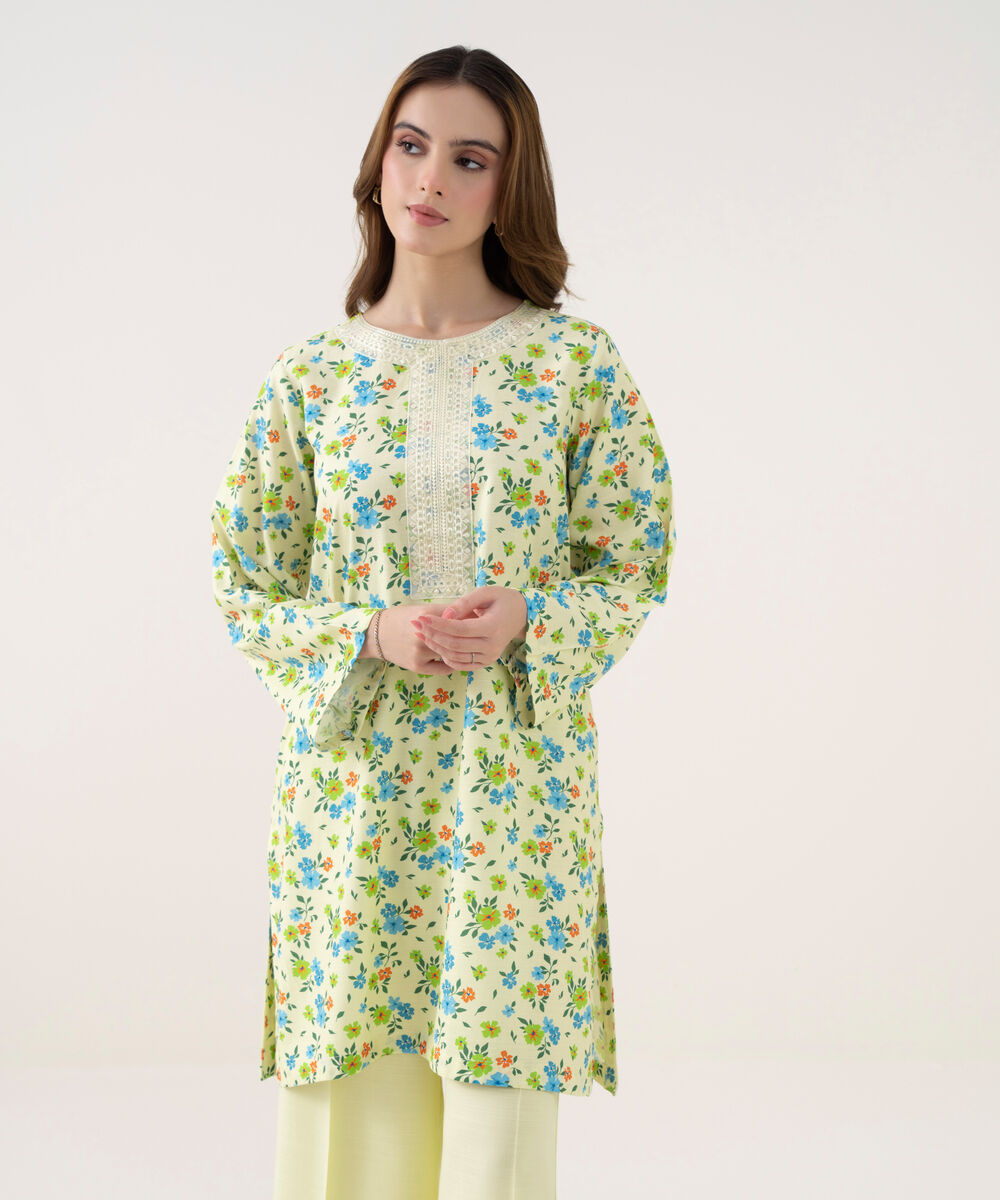 Women's RTW Cotton Viscose Embroidered Straight Multi Shirt