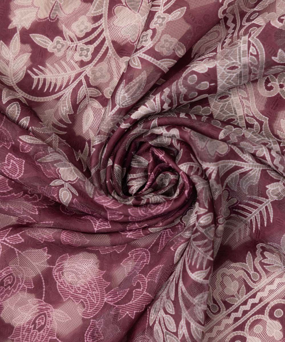 Broche Jacquard Purple Printed Dupatta