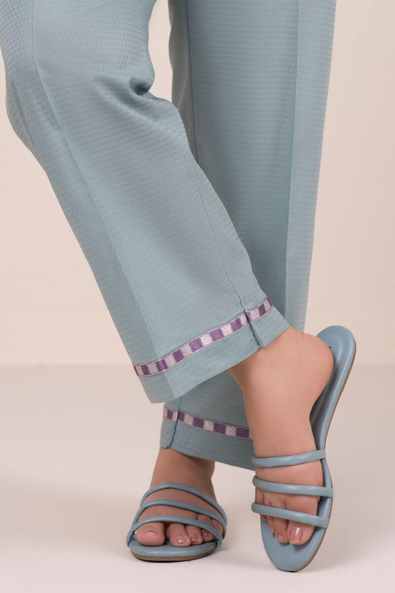 Embroidered Dobby Straight Pants